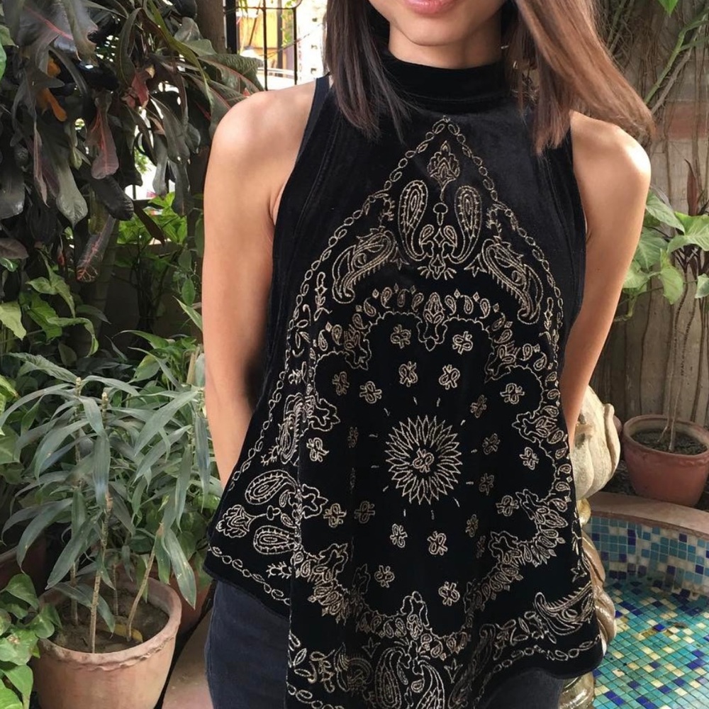 Free People Velvet Bandana Tank